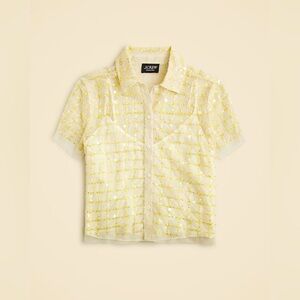 J Crew Collection Cropped Gamine Shirt with Patterned Sequins size 16 BZ088
